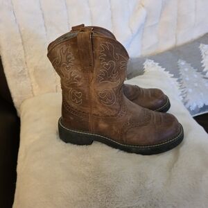 Ariat Brown Leather Boots with Blue Lining